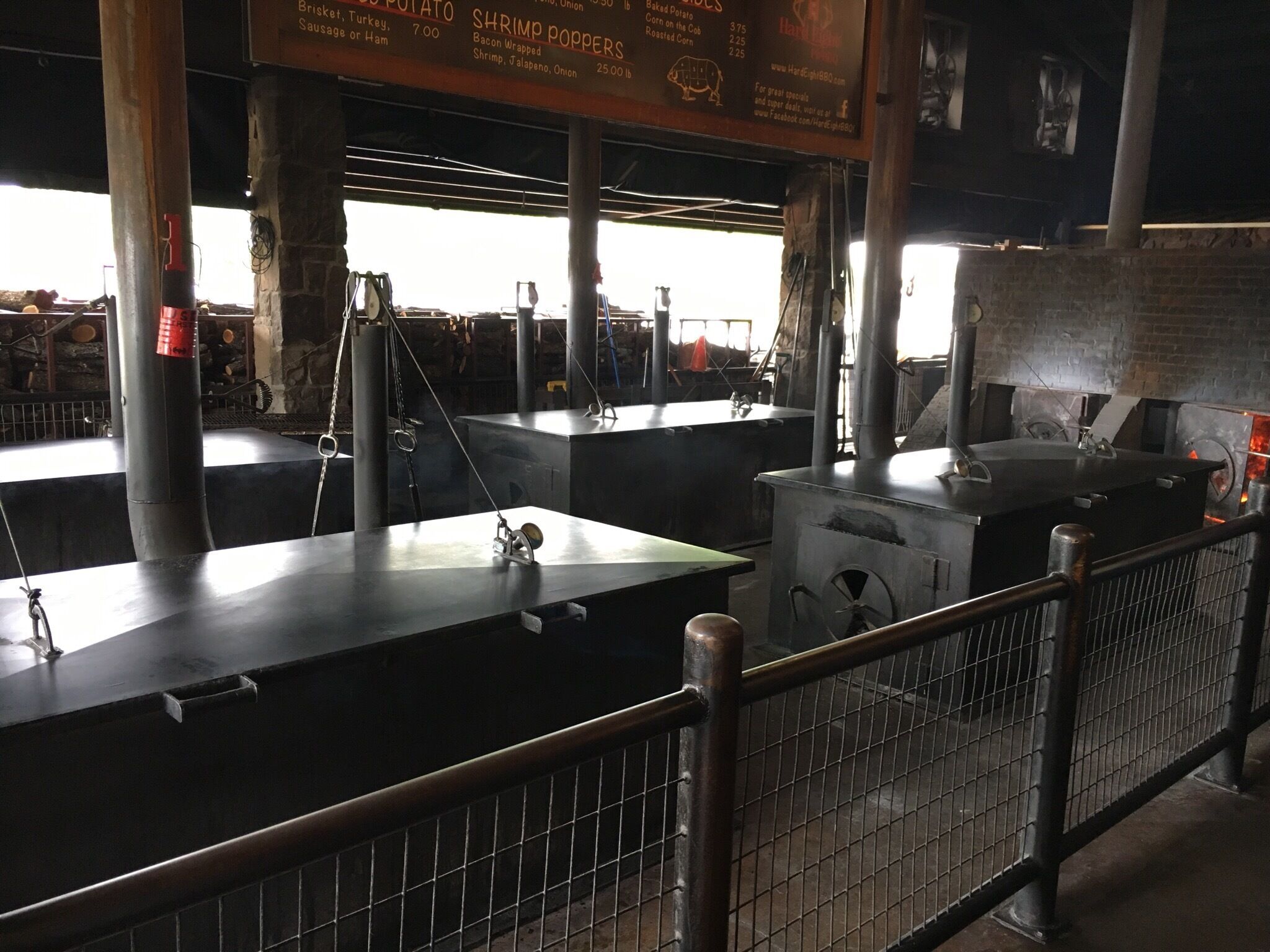 An amazing production for BBQ meats. First time for me to see such an elaborate prep area. BBQ heaven 