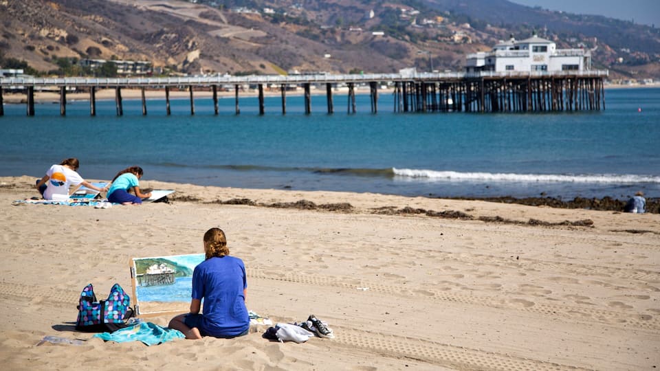 Malibu which includes a sandy beach, outdoor art and general coastal views