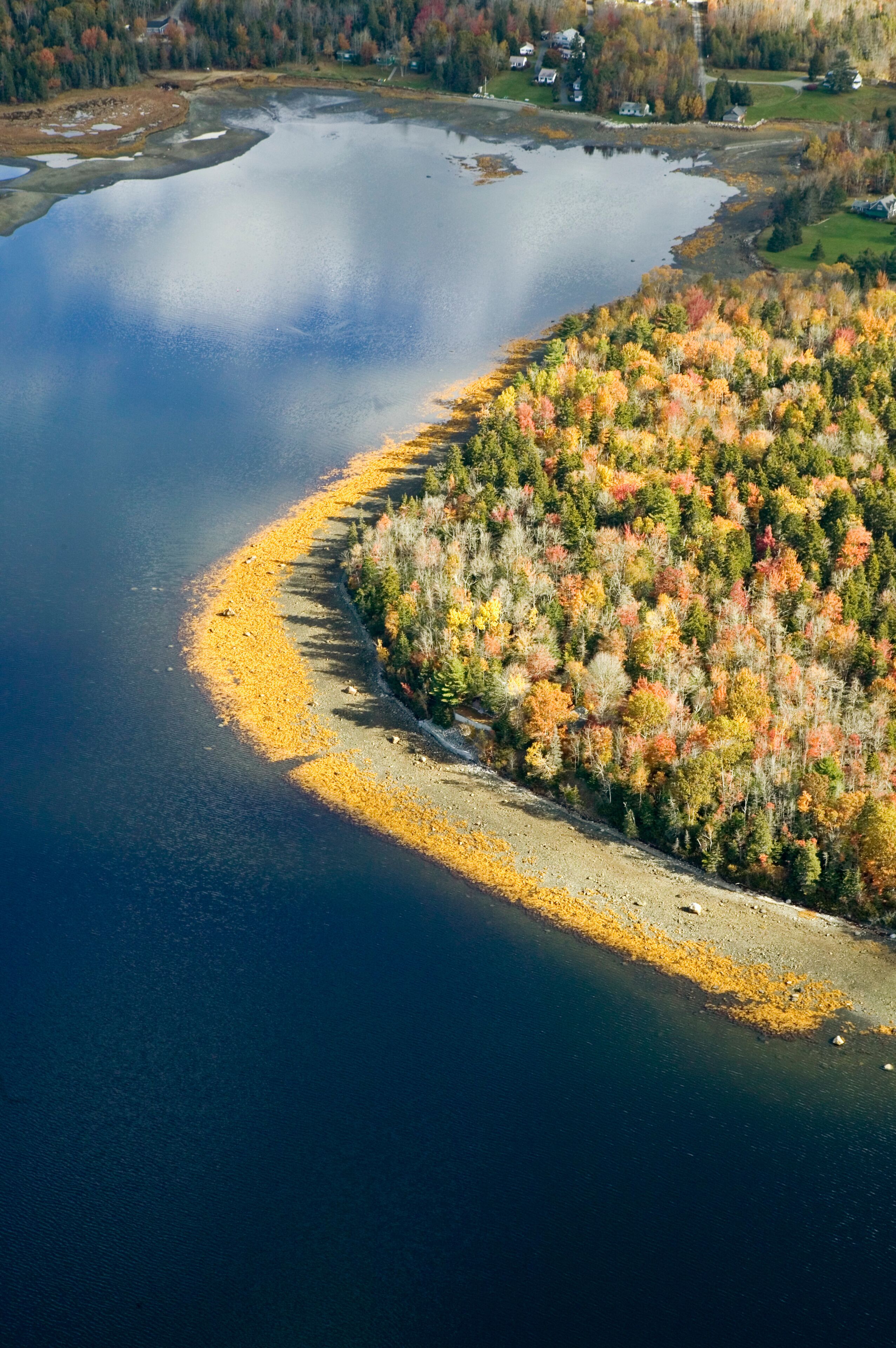 Aerial view of small lake near Acadia National Park, Maine