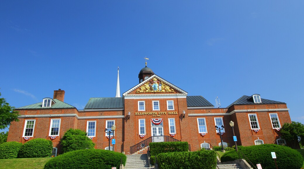 Ellsworth City Hall building against the blue sky