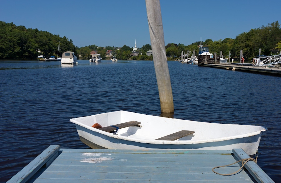Dinghy at end of dock