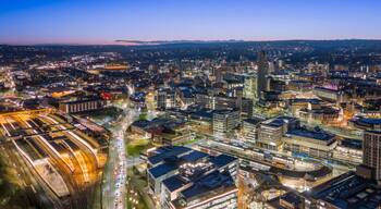Sheffield City Centre Cityscape Skyline. Urban Architecture Buildings and Streets, Sheffield South Yorkshire, England
