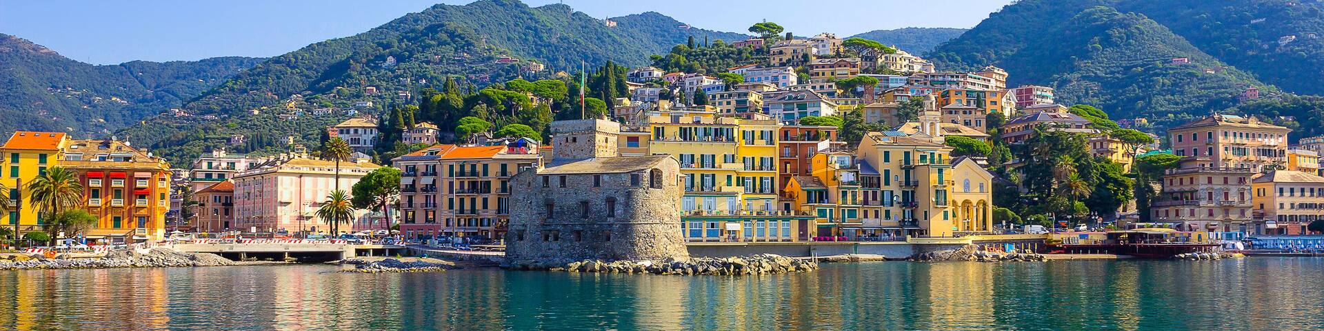 Travel view of town Rapallo at Italy