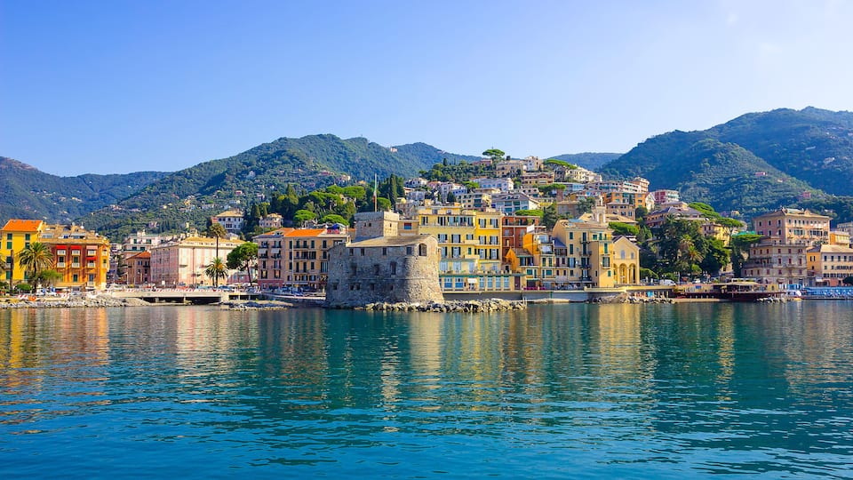 Travel view of town Rapallo at Italy