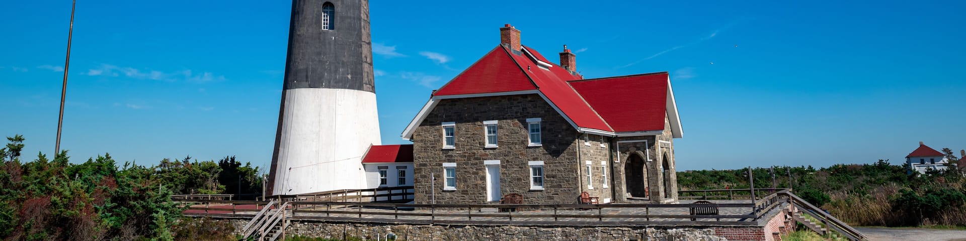 The Fire Island Lighthouse is a visible landmark on the Great South Bay, in southern Suffolk County, New York . United States.