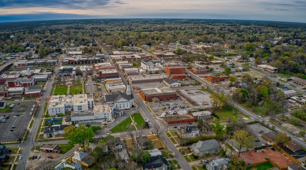 Aerial View of Opelika, Alabama at Dusk