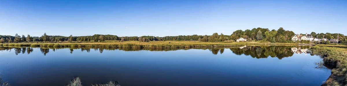 scenic river landscape in morning light