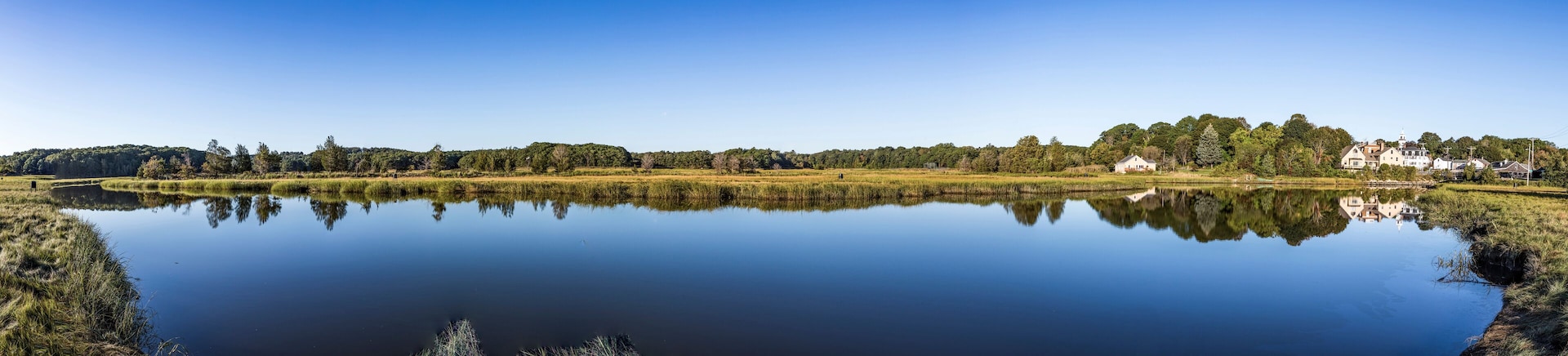 scenic river landscape in morning light