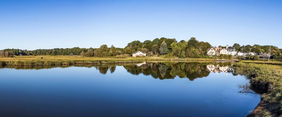 scenic river landscape in morning light