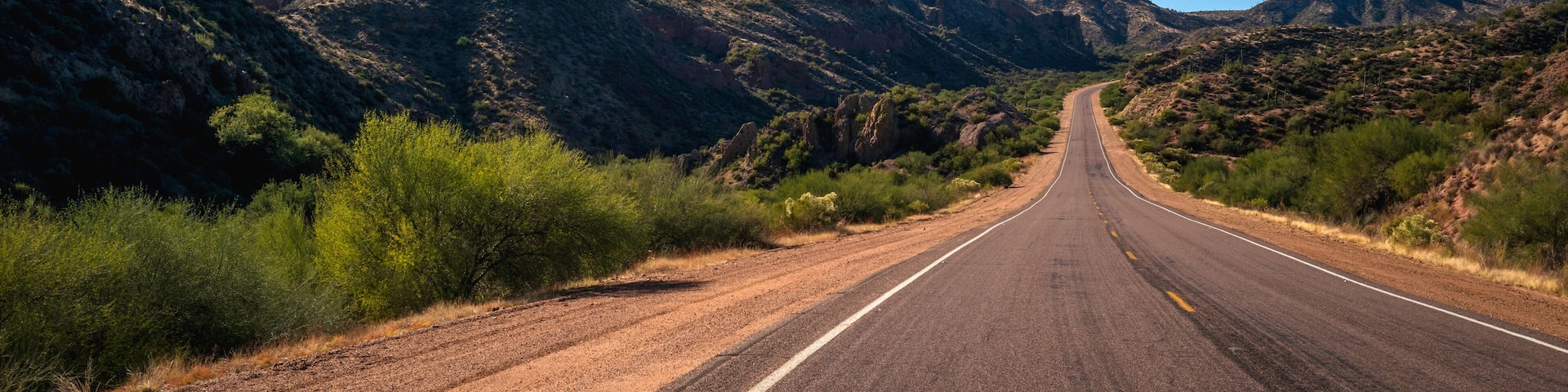 Road to the mountains in Tonto National Forest, near Carefree and Phoenix in Arizona