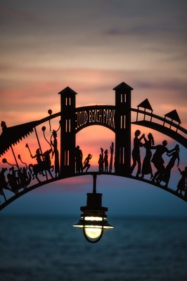 EUCLID BEACH PARK ARCHWAY with sunset in ohio