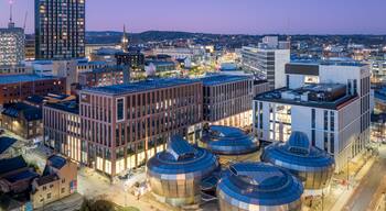 Sheffield City Centre Cityscape Skyline. Urban Architecture Buildings and Streets, Sheffield South Yorkshire, England
