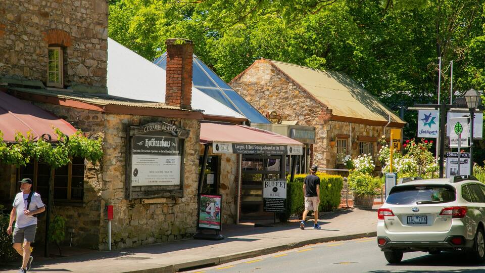 Hahndorf showing a small town or village and street scenes