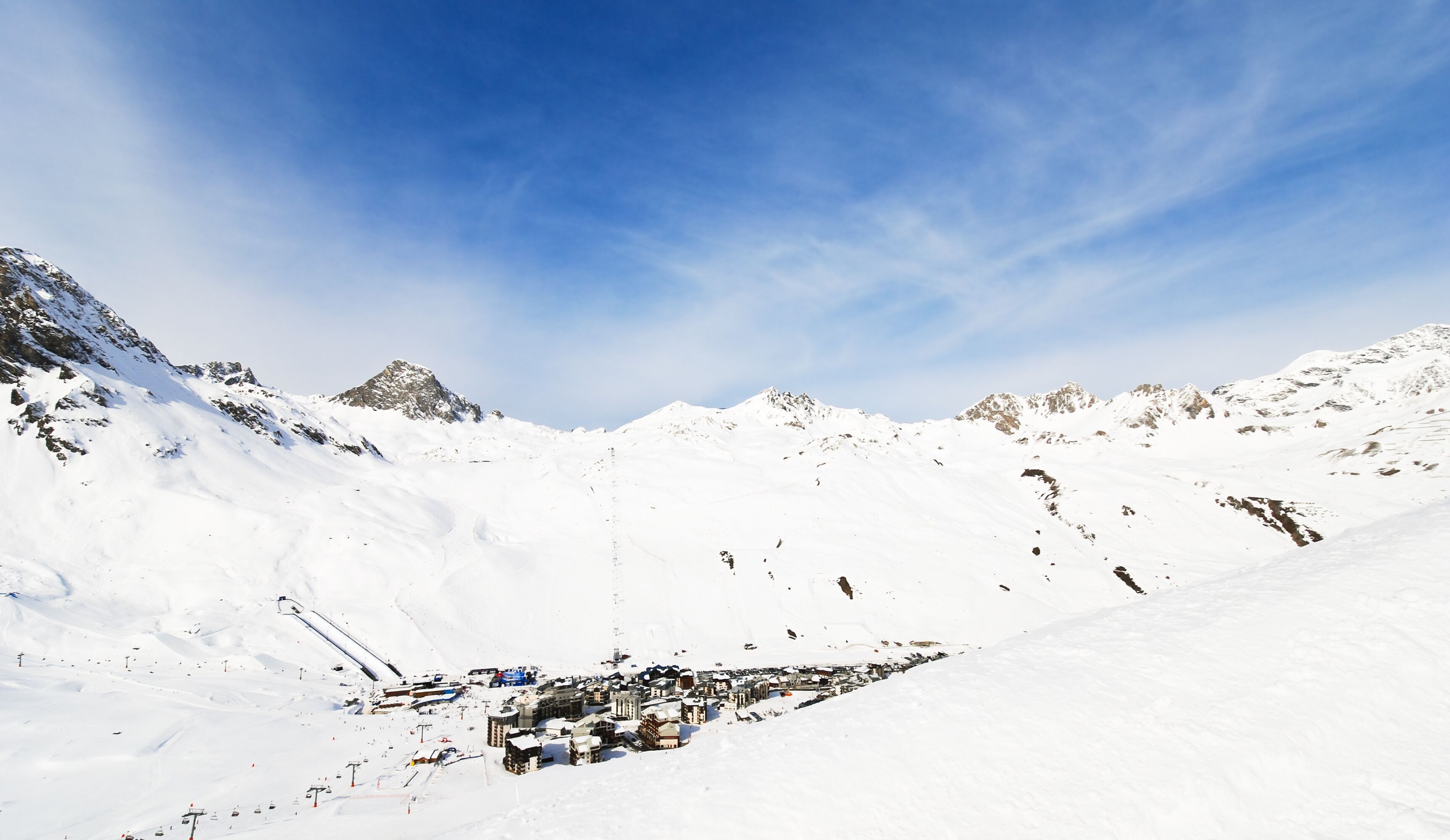 panorama with town Tighnes in Paradiski, France
