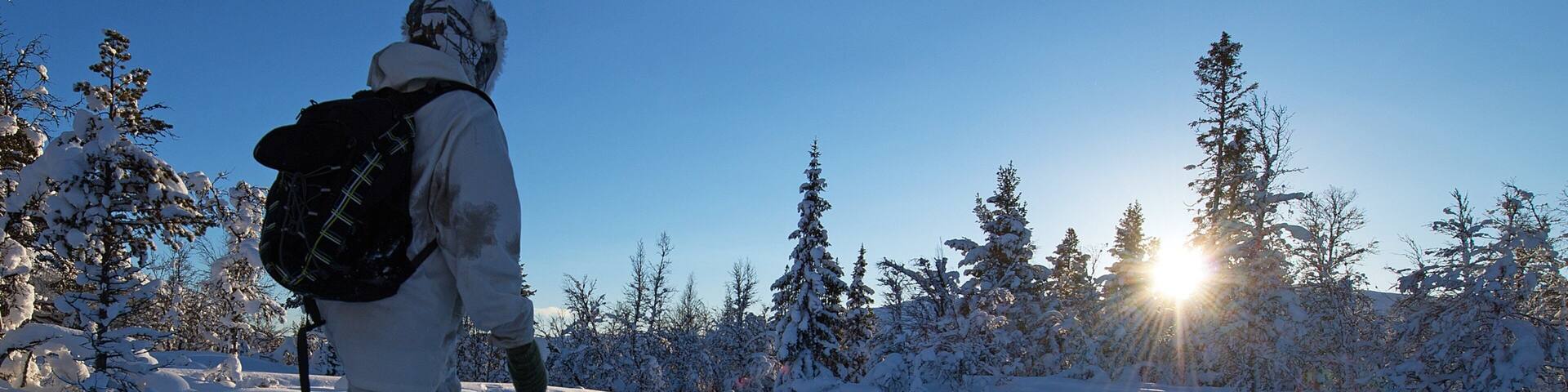 Geilo featuring snow, a sunset and snow shoeing