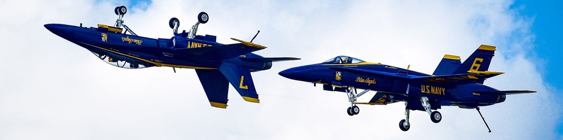 The Blue Angels performing some crazy low speed maneuvers.