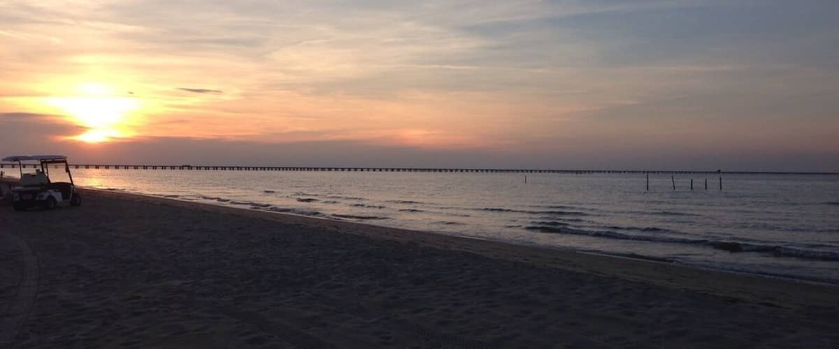 A beautiful view of the Chesapeake Bay Bridge Tunnel from the bay side of the Chicks Beach area of Virginia Beach.