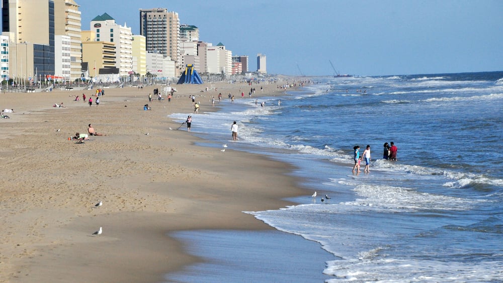 The beautiful beach and ocean front at Virginia Beach.