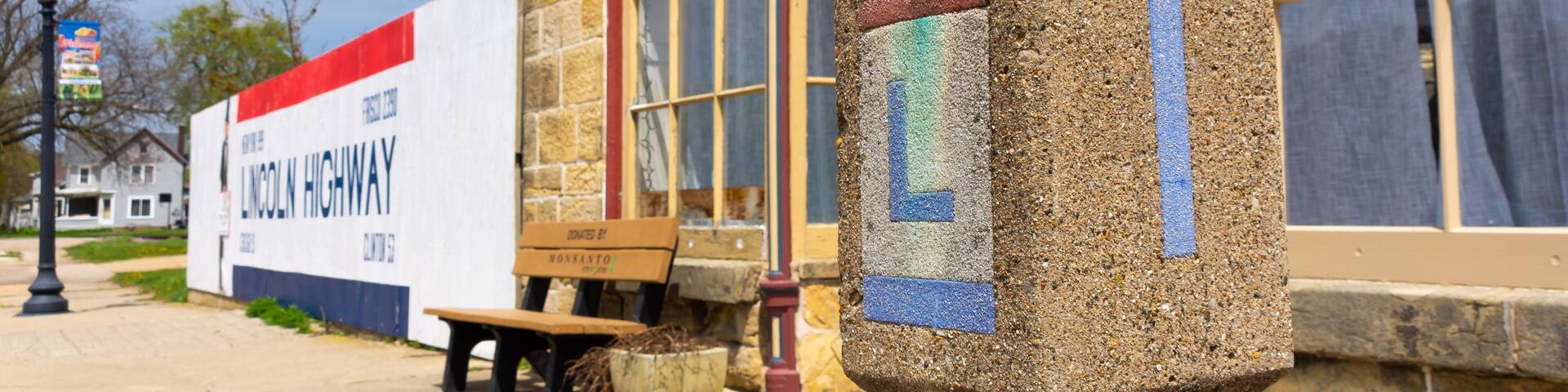 Original Lincoln Highway marker.