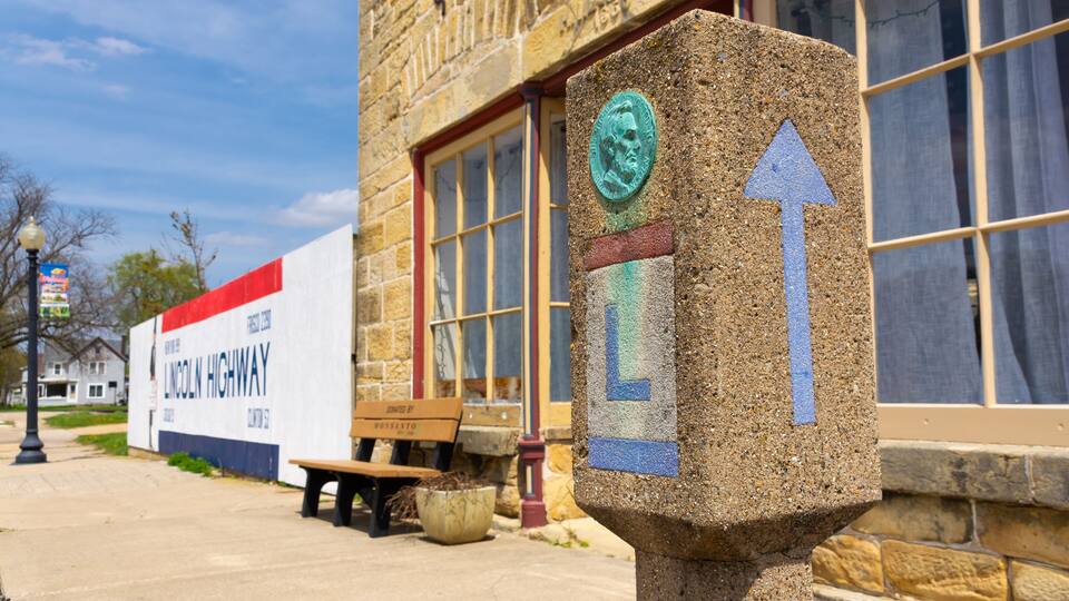 Original Lincoln Highway marker.