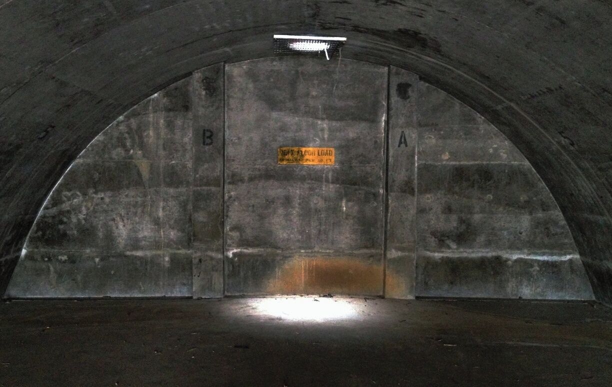 #TroverDetour - inside an underground ammunition bunker found along a hike to the top of the Mare Island Preserve. The light shining through the ventilation port from a hot California day brightened the cool, dry space - perfectly dry, to store ammunition.  The acoustics are cool.  The Education Center hosts events, sometimes in these bunkers.  Off-the-grid music venue! Would be perfect.  There's an open mic every Friday night at the main Education Center building.