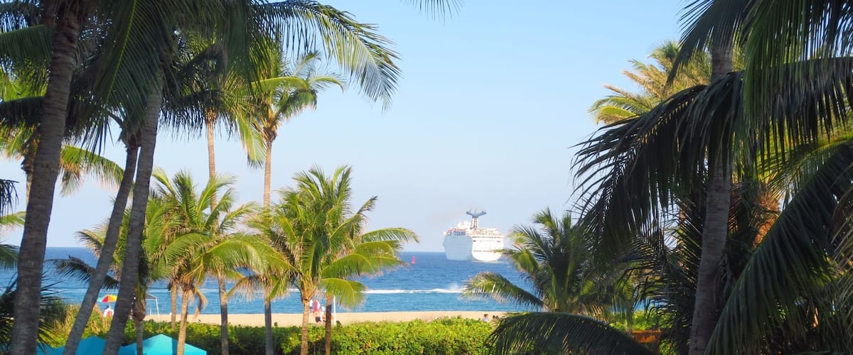 Great Resort on Singer Island in Palm Beach. You can see the Cruise Ships leaving on many afternoons.