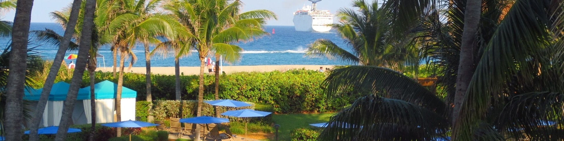 Great Resort on Singer Island in Palm Beach. You can see the Cruise Ships leaving on many afternoons.