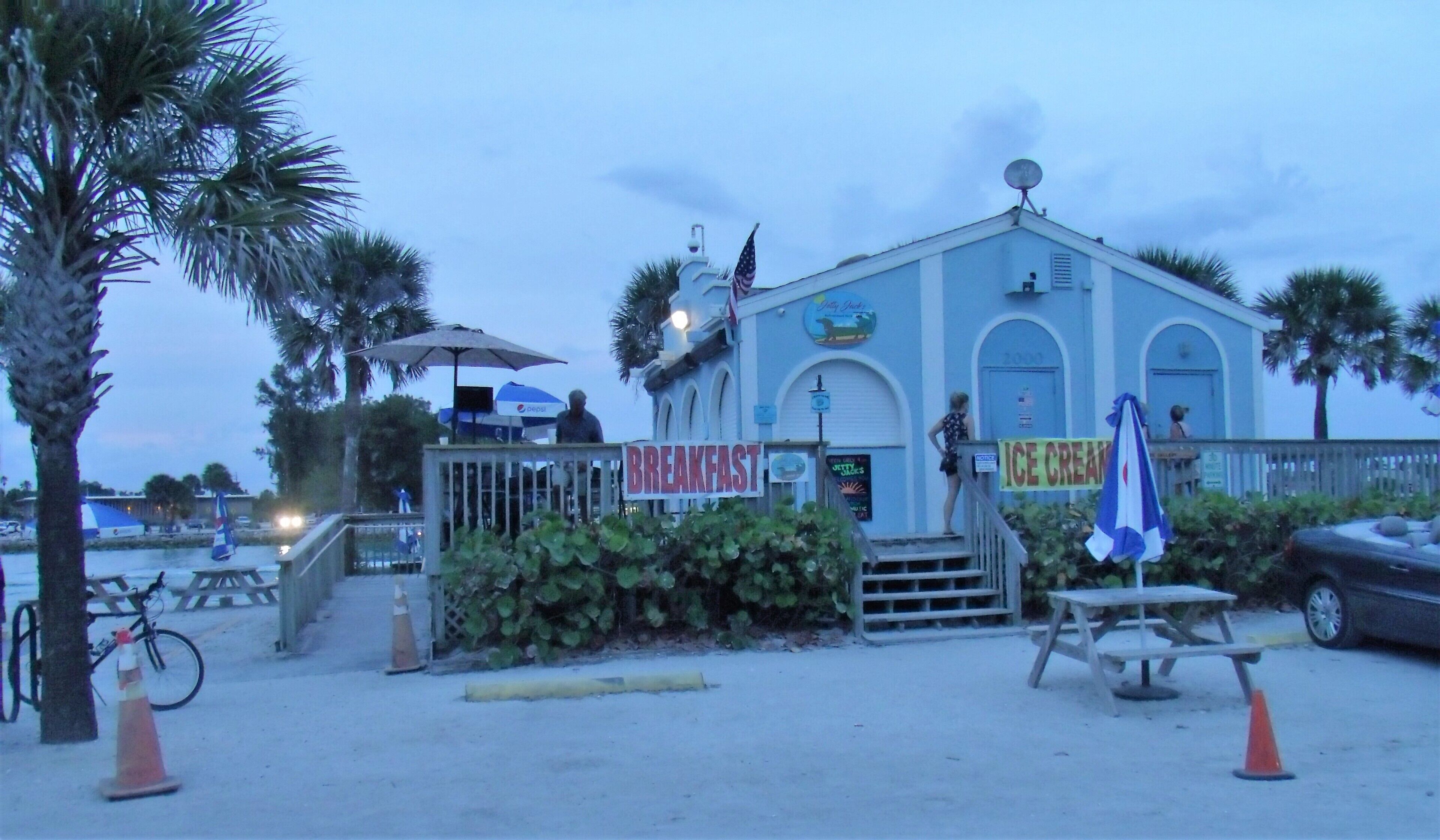 Come for the entertainment on the porch and wait for the sun to set.