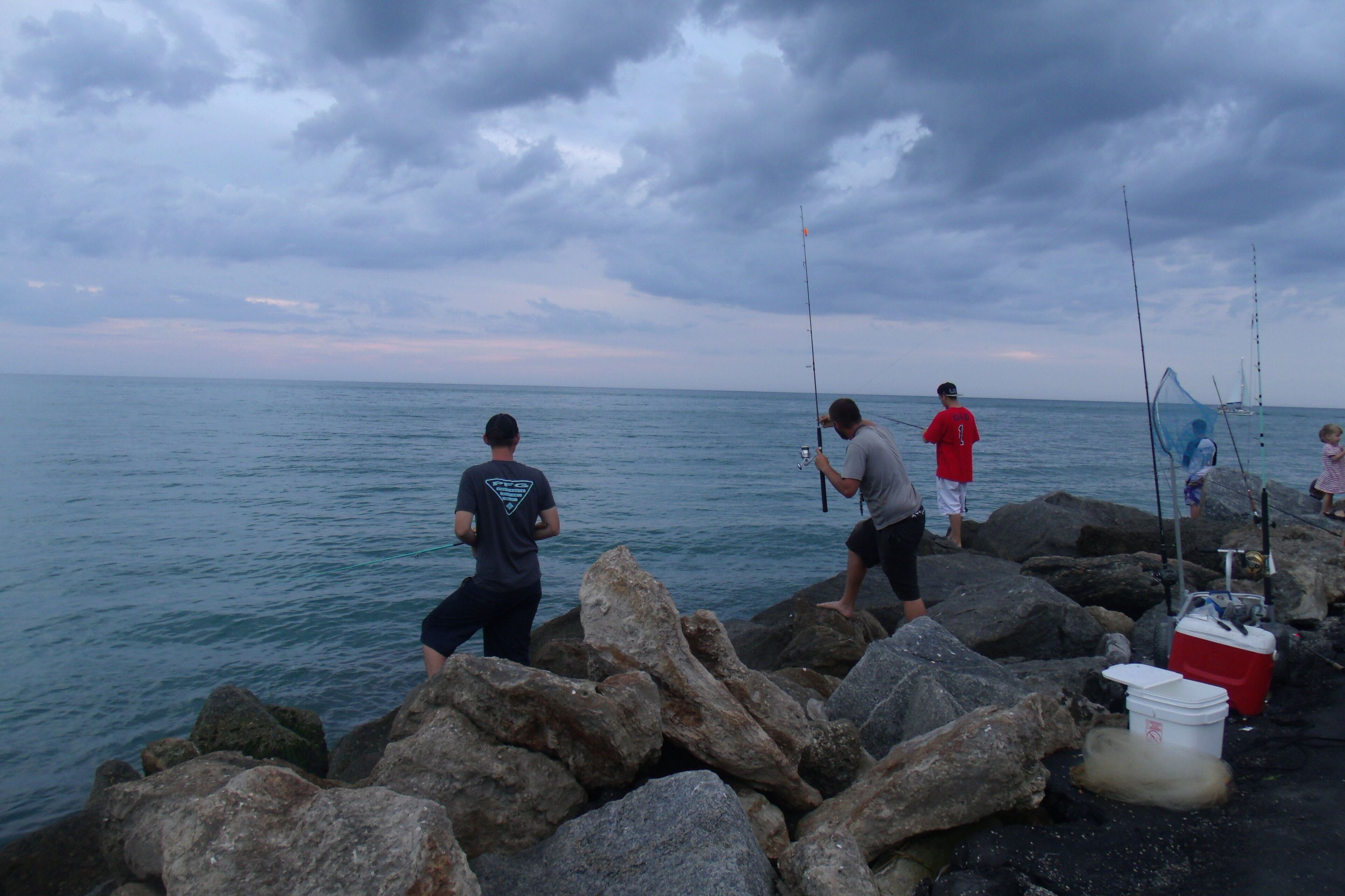 Fishing off the jetty.