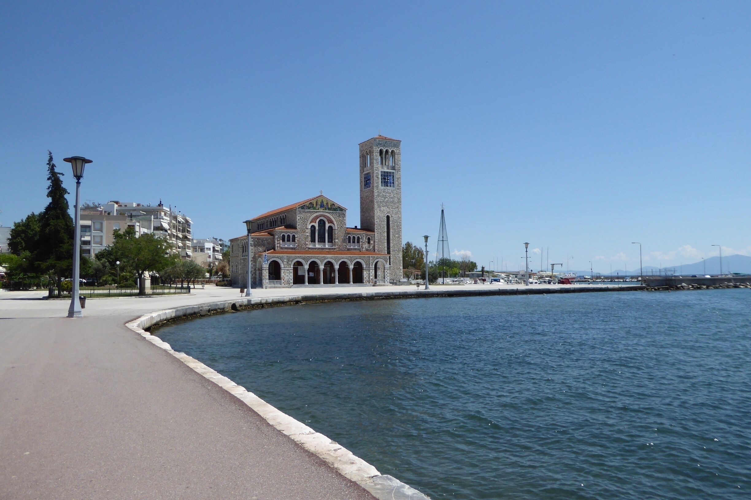The Church of Agios Konstantinos at one end of the waterfront in Volos.