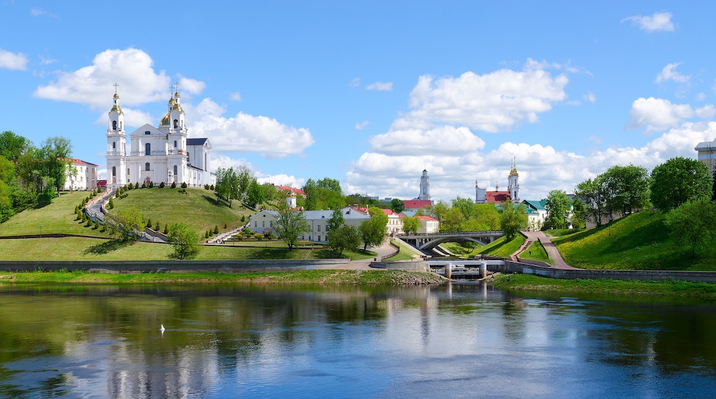 Beautiful view of historical center of Vitebsk over Western Dvina, Belarus