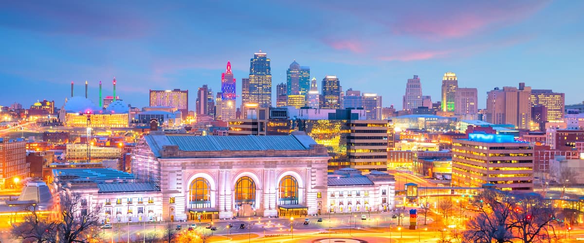 View of Kansas City skyline in Missouri