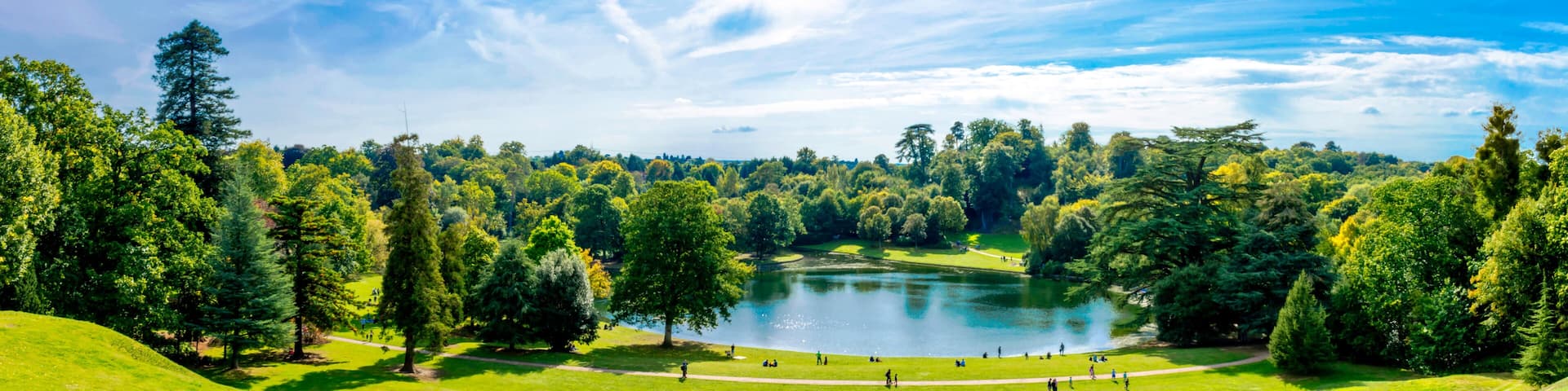 Panorama of Claremont lake in Esher, Surrey, United Kingdom