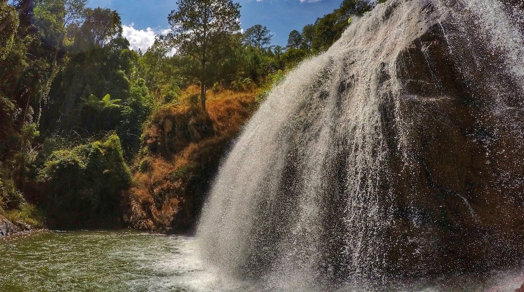Canyoning in Da Lat - abseiling down this waterfall with a 5m drop at the end