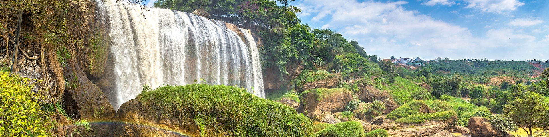 Panorama of Elephant waterfall in Dalat, Vietnam in a summer day