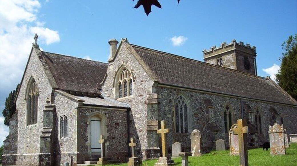 All Saints Church, Tarrant Keyneston The church of All Saints was mostly rebuilt in 1863 with the exception of the medieval church tower. The church is unusual in that it is aligned south-east to north-west rather than the more usual east to west alignment.