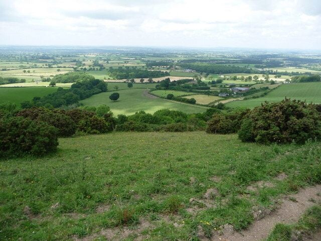 Woolland: slopes of Bulbarrow Hill Looking down from near the top of the lane south from Woolland.