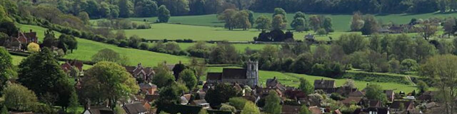 The Village of Stourpaine from Hod Hill