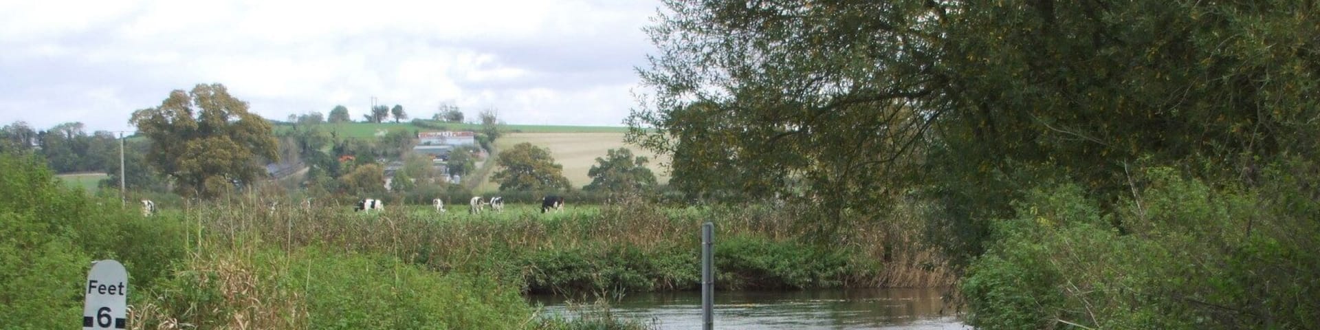 Ford, Charlton Marshall, Dorset Behind the well visited church is this superb ford over the River Stour. It's actually on a bridleway, so good to cross on horseback, but at nearly a foot high of water it would be something of a paddle for walkers.