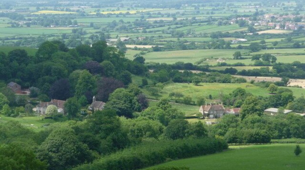Stoke Wake: looking down on the village Looking down from the slopes of Bulbarrow Hill on the church (see 522973) and Manor Farm of the little village of Stoke Wake. Glorious views of the Dorset countryside are beyond.