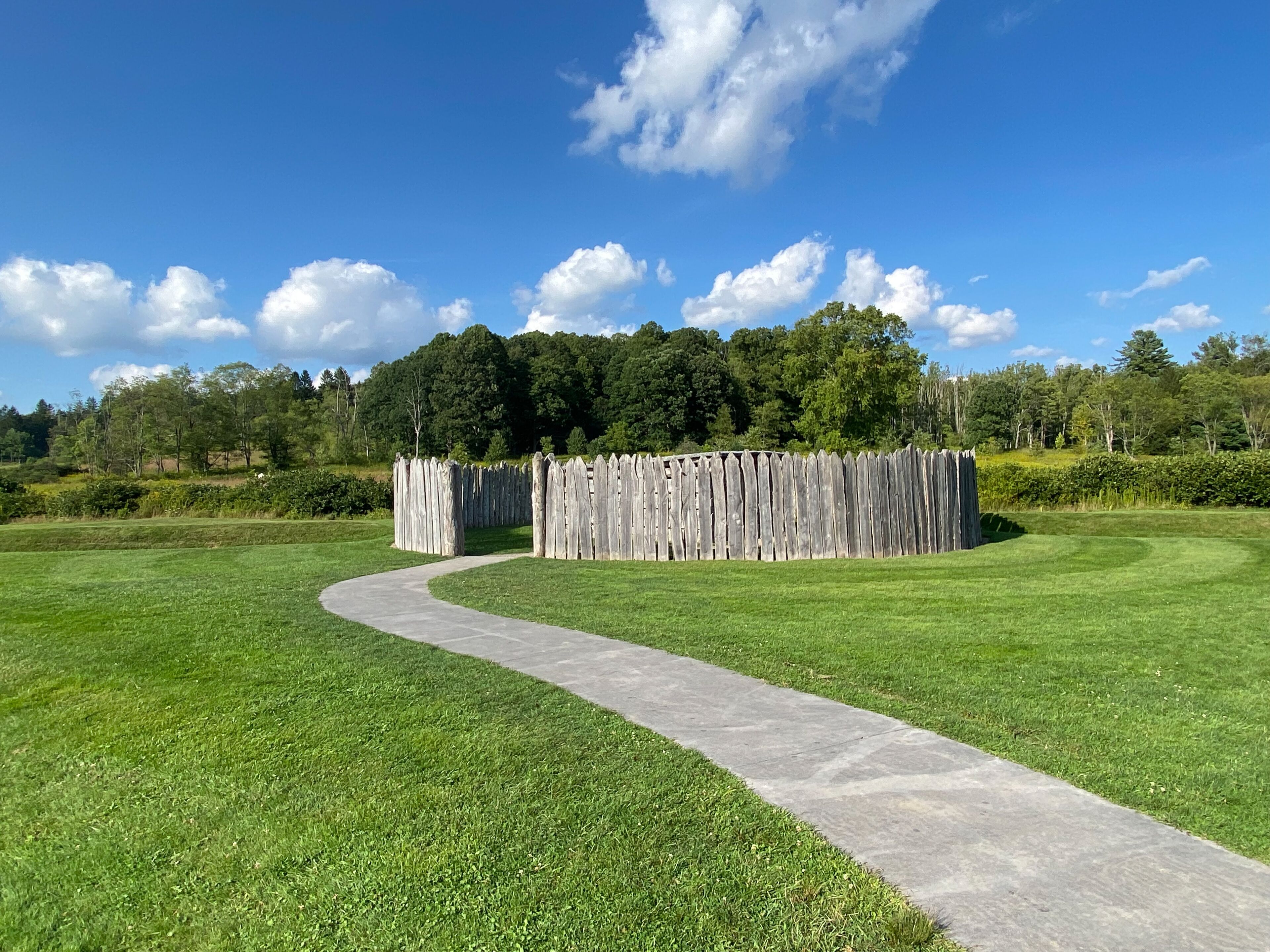 Farmington, Pennsylvania: Fort Necessity National Battlefield. Reconstructed fort, storehouse, stockade, and earthworks. 
