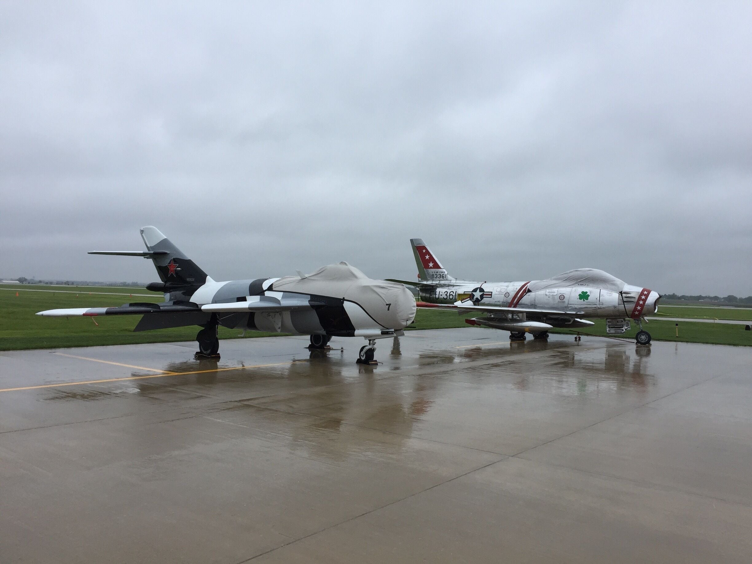 Taken at the 2nd Annual Avenger Gathering. Two Korean War fighters, F-86 and MIG 17.