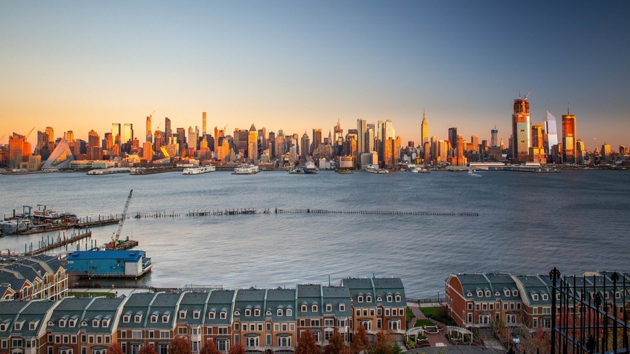 Weehawken which includes landscape views, a city and a sunset