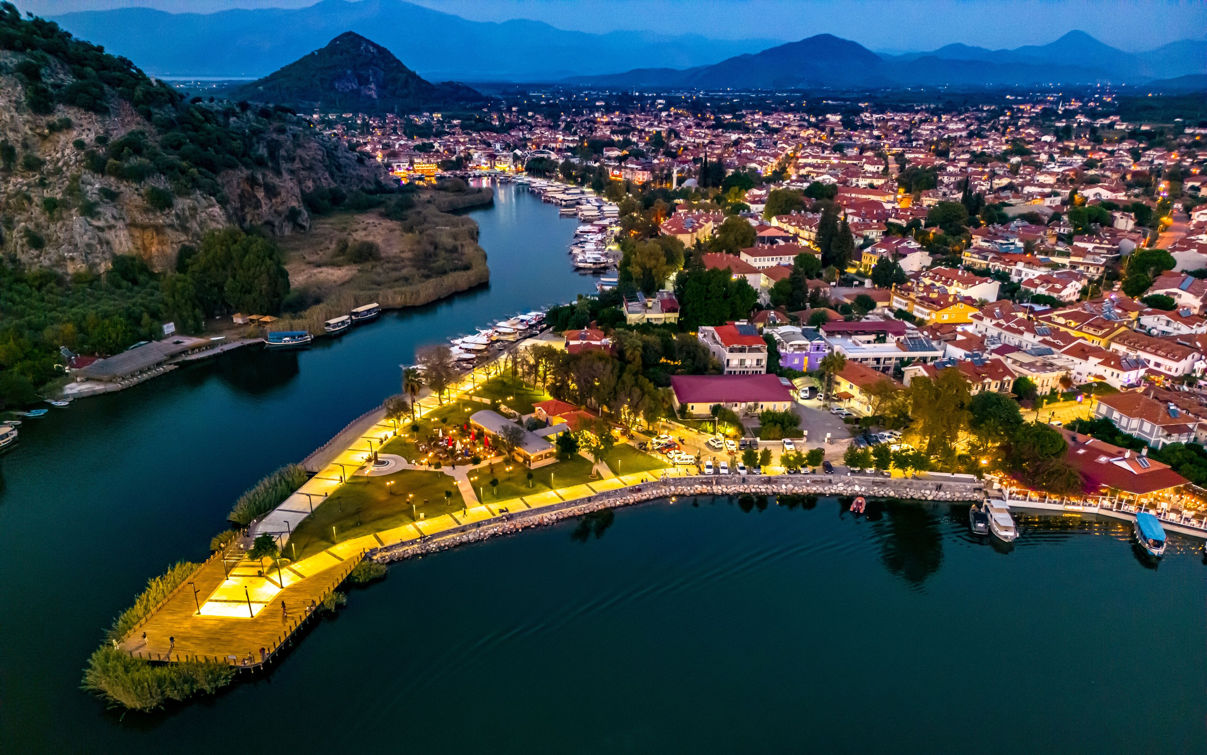 Aerial view of Dalyan in Mugla Province, Turkey