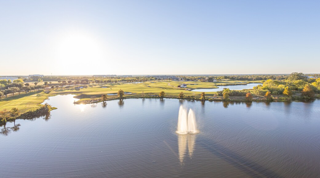 Aerial view of the Goodman Family Aggie Golf Complex, James ('95) and Sarina ('90) and Atlas Lake, in Bryan, Texas, United States.