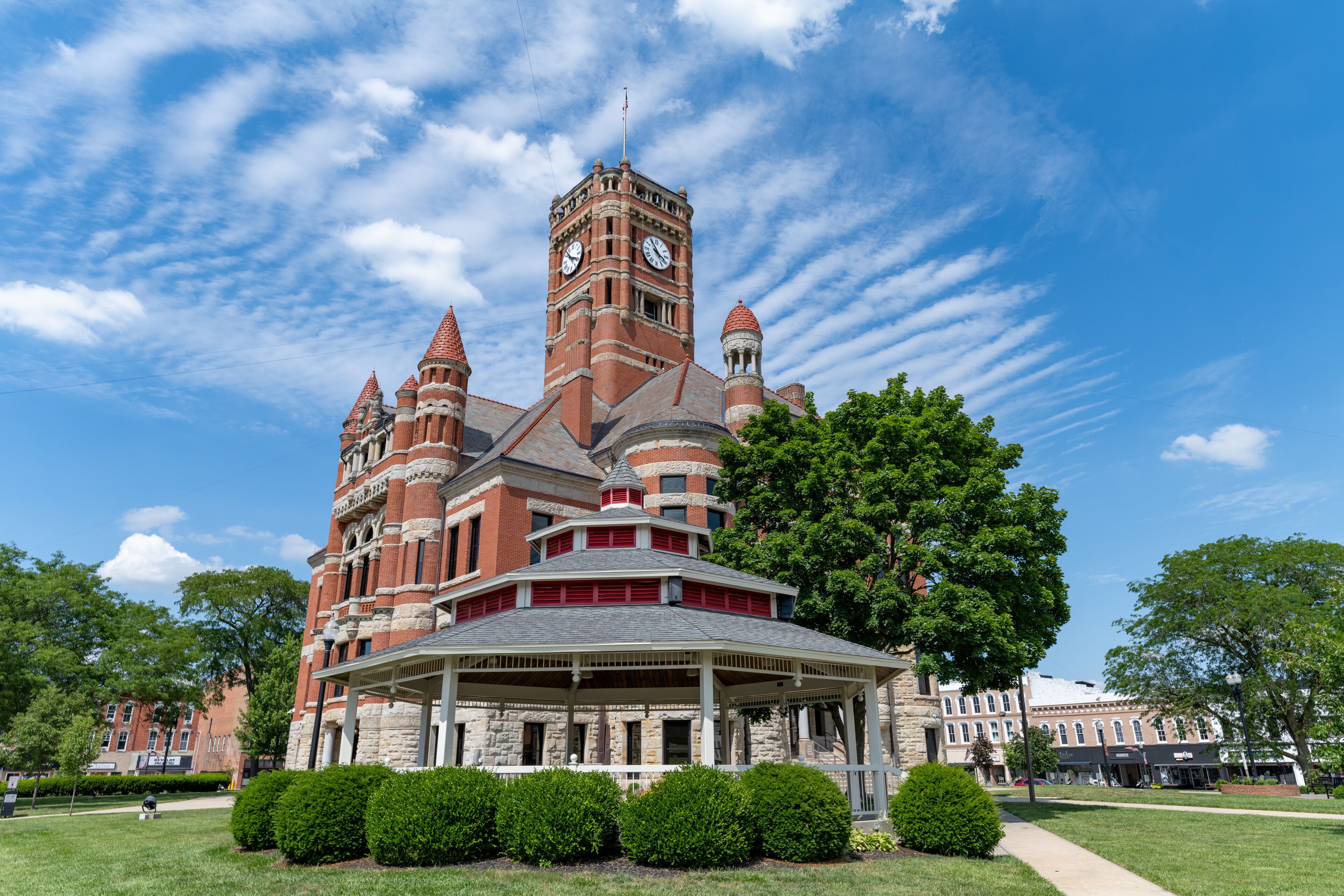 Williams County Courthouse in Bryan Ohio with Blue Sky and some clouds