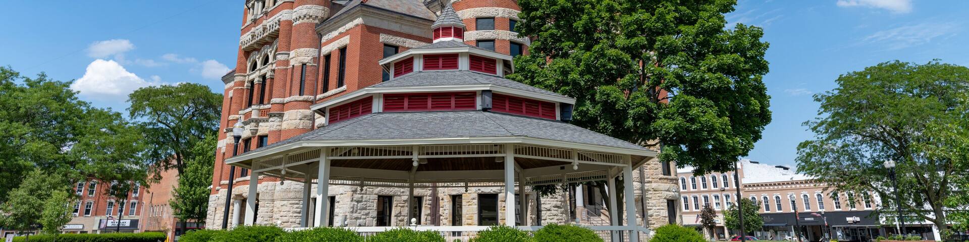 Williams County Courthouse in Bryan Ohio with Blue Sky and some clouds