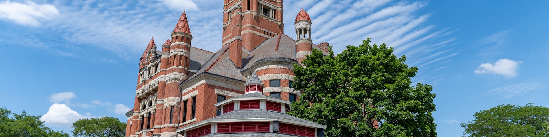 Williams County Courthouse in Bryan Ohio with Blue Sky and some clouds