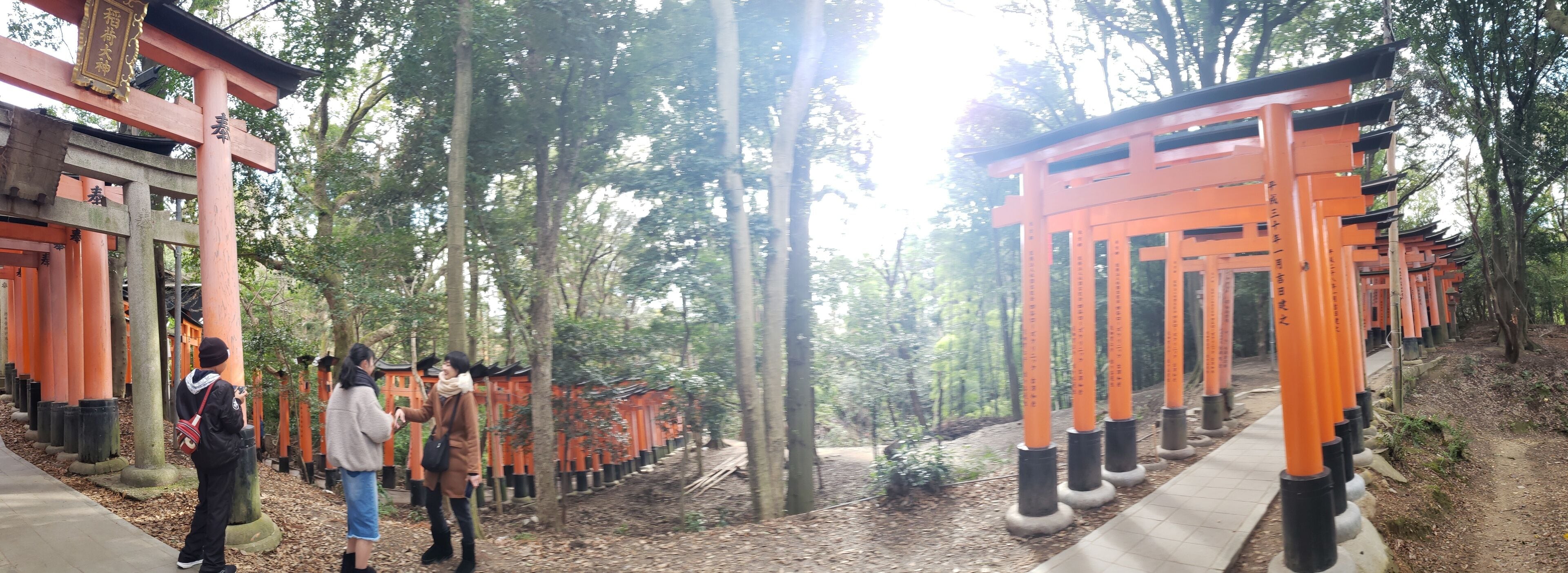 The shrine sits at the base of a mountain also named Inari which is 233 metres (764 ft) above sea level, and includes trails up the mountain to many smaller shrines which span 4 kilometres (2.5 mi) and take approximately 2 hours to walk up.
