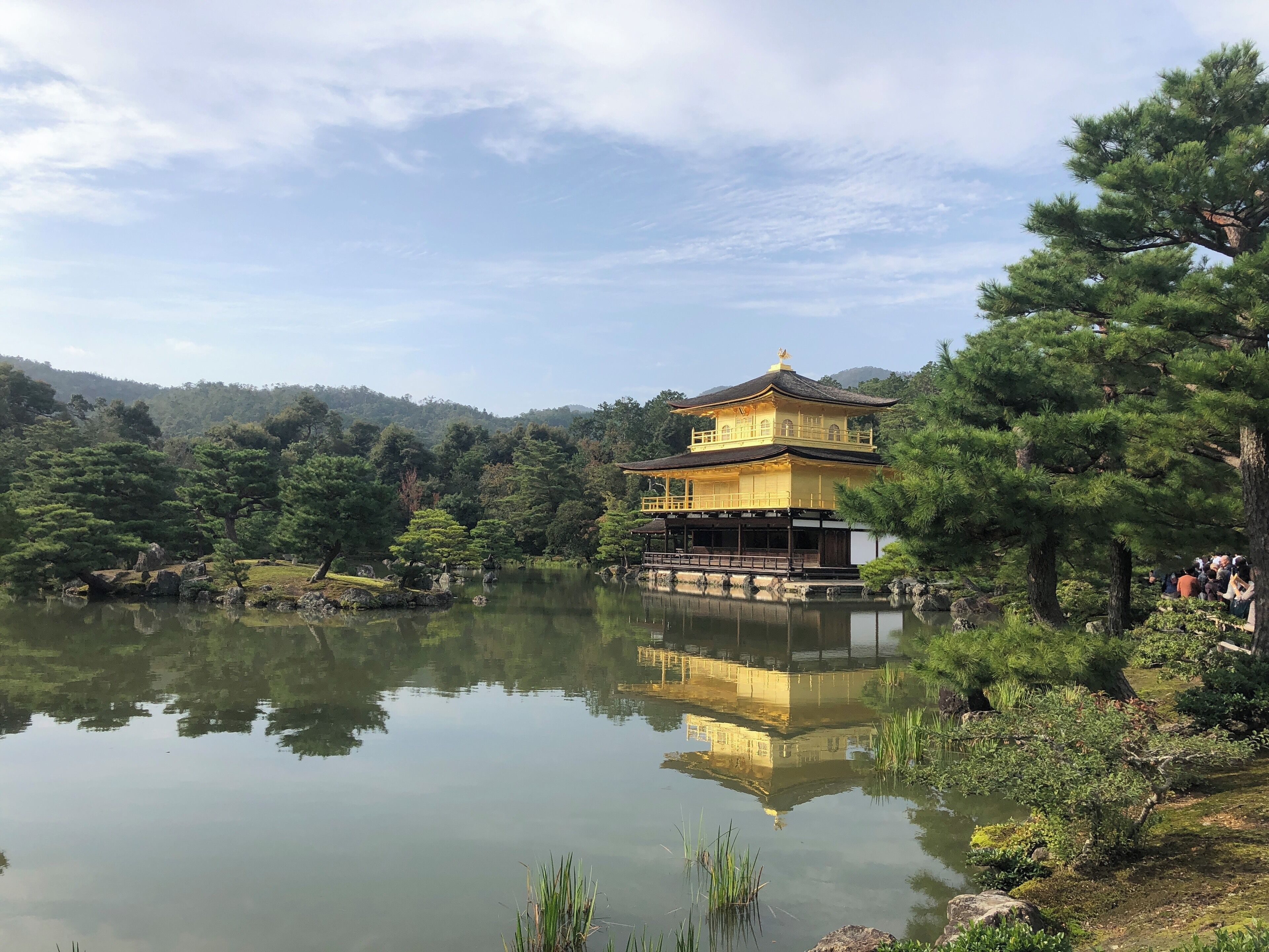 The golden palace. A calm day so you can see the reflection in the water